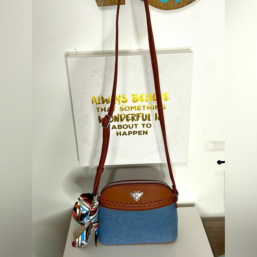 Le Bag Denim And Brown Crossbody NWT